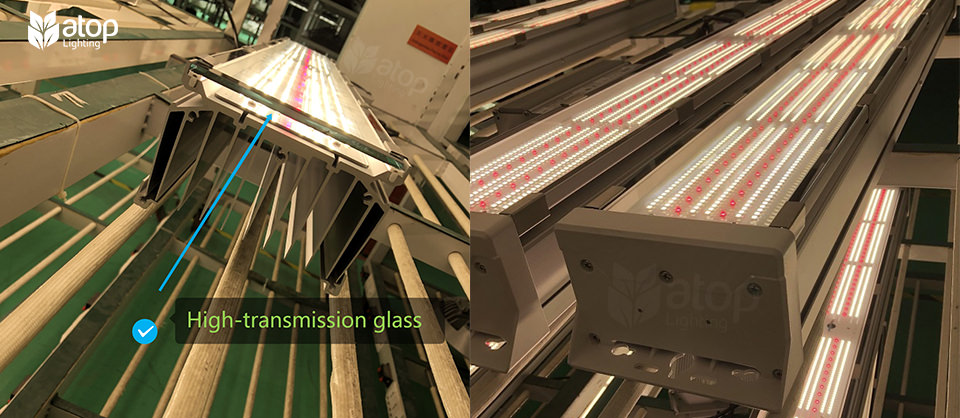 high transmission glass LED grow light