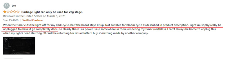 comments of amazon grow light