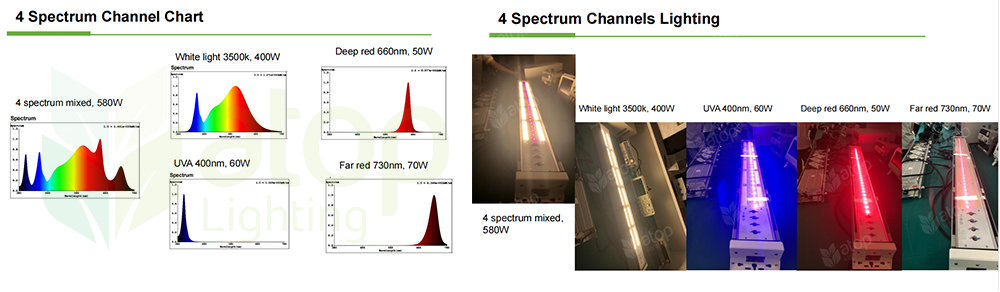 four channel spectrum adjustable LED grow light