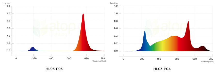 light spectrum of high and low CRI interlighting for vine crop