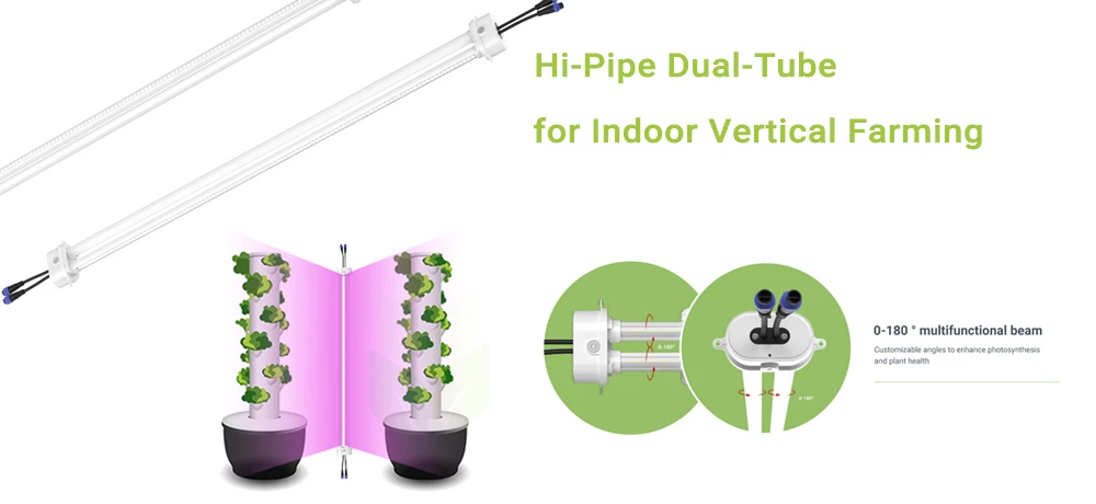Hi Pipe Dual Tube is designed specifically for indoor vertical farming