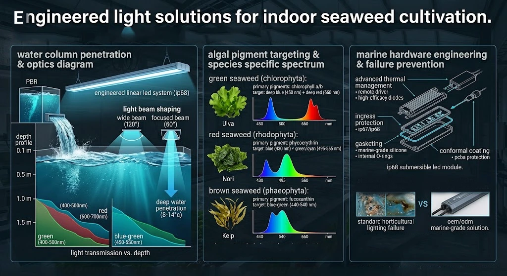 lighting design for indoor seaweed cultivations
