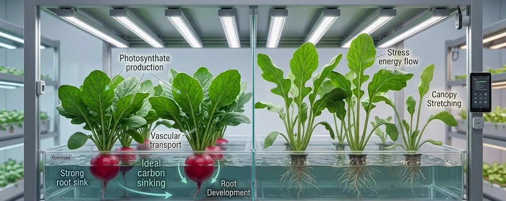 where radish carbohydrates are ultimately allocated